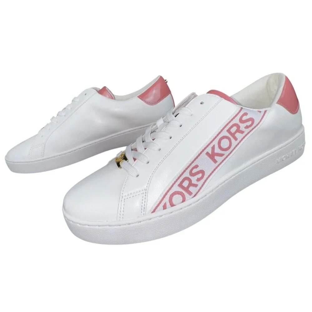 Michael Kors Womens Size 10 Sneakers KORS Print Faux Leather White Blush Keaton